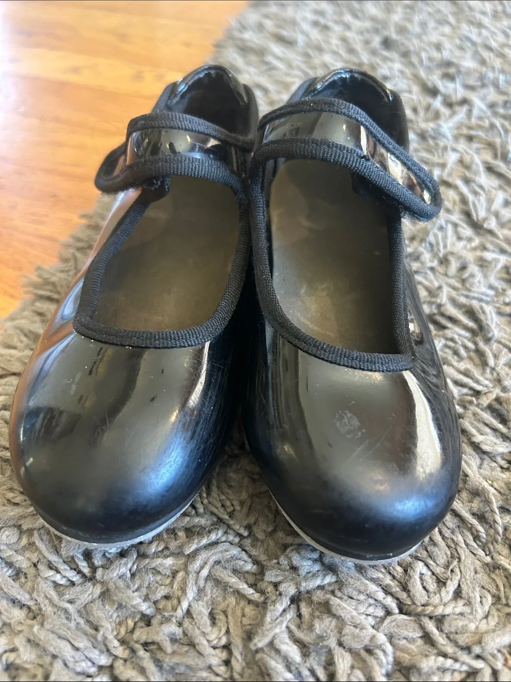 Toddler Girls Black Patent Tap Shoes Size 9.5